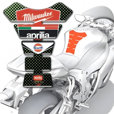 Aprilia Tank Pad Protector Green Dots Design Milwaukee Style 