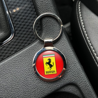 Ferrari Keychain Metal Red Yellow Rectangle Design