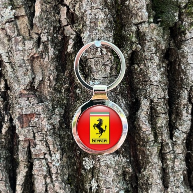 Ferrari Keychain Metal Red Yellow Rectangle Design