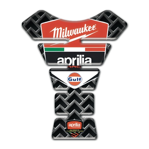 Aprilia Tank Pad Motorbike Metal Grid Effect Milwaukee Style 