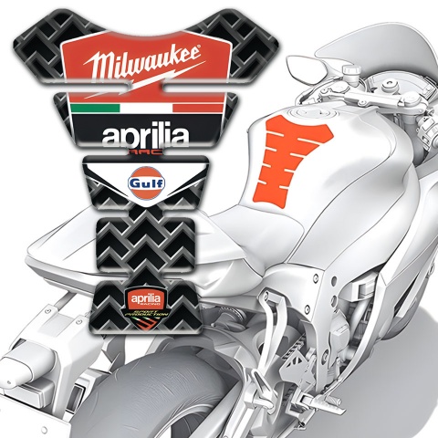 Aprilia Tank Pad Motorbike Metal Grid Effect Milwaukee Style 