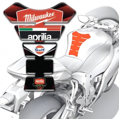Aprilia Tank Pad Protector Stylish Red Black Print 
