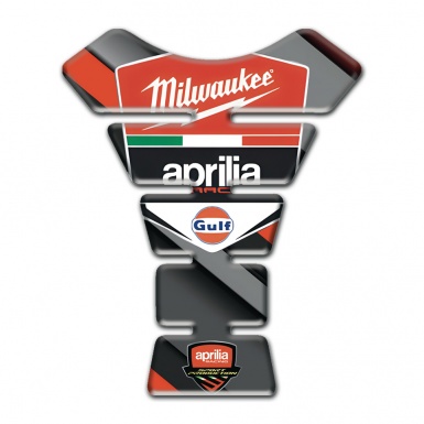 Aprilia Tank Pad Motorbike Diagonal Gray Orange Print 