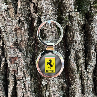 Ferrari Key Holder Metal Dark Carbon Yellow Rectangle Edition