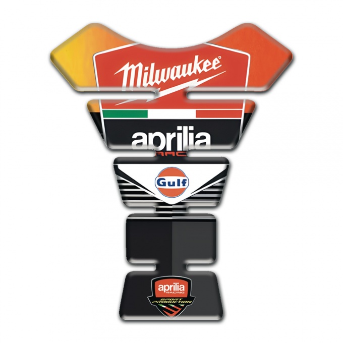 Aprilia Tank Pad Motorbike Orange Yellow Motive Design Milwaukee Style 