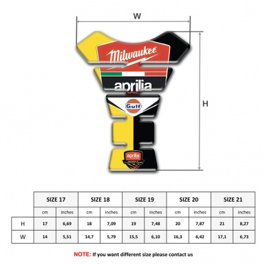 Aprilia Tank Protector Yellow Black Halves Base Milwaukee Logo Style 