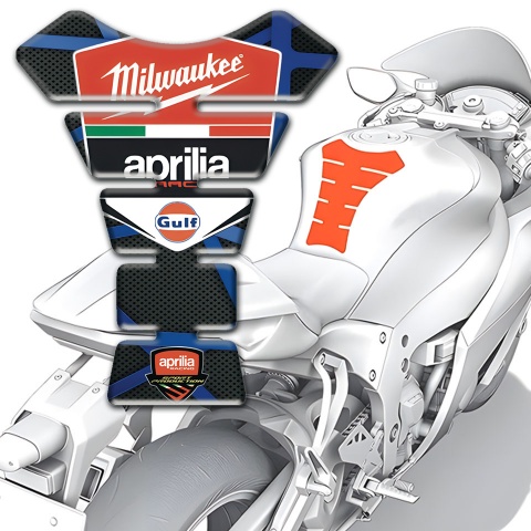 Aprilia Tank Protector Blue Lines Decoration Milwaukee Logo 