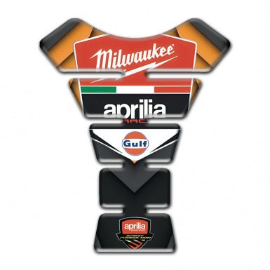 Aprilia Tank Protector Orange Black Decoration Milwaukee Logo 