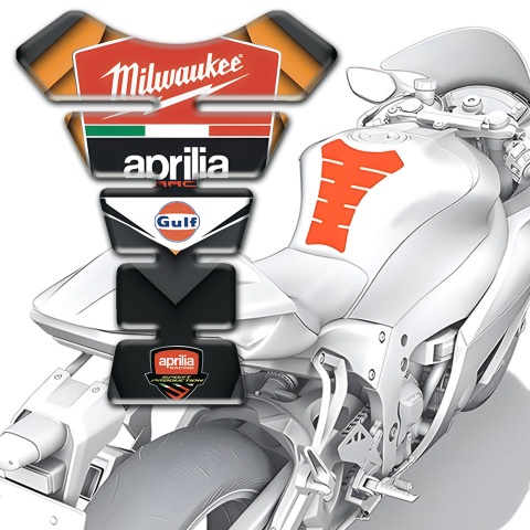 Aprilia Tank Protector Orange Black Decoration Milwaukee Logo 