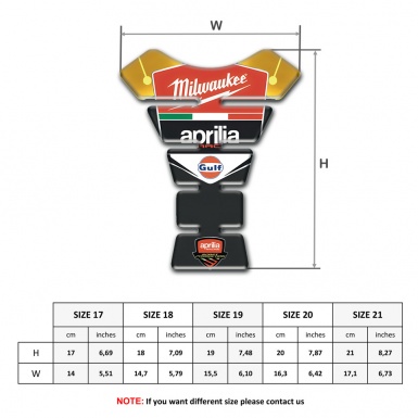 Aprilia Tank Guard Pads Stylish Version Milwaukee Logo 