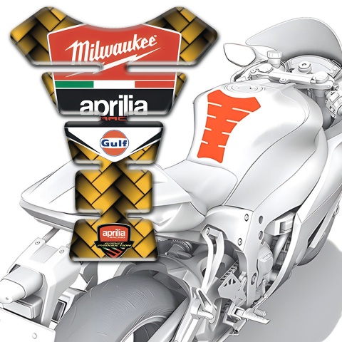 Aprilia Tank Guard Pads Yellow Moisaic Design 