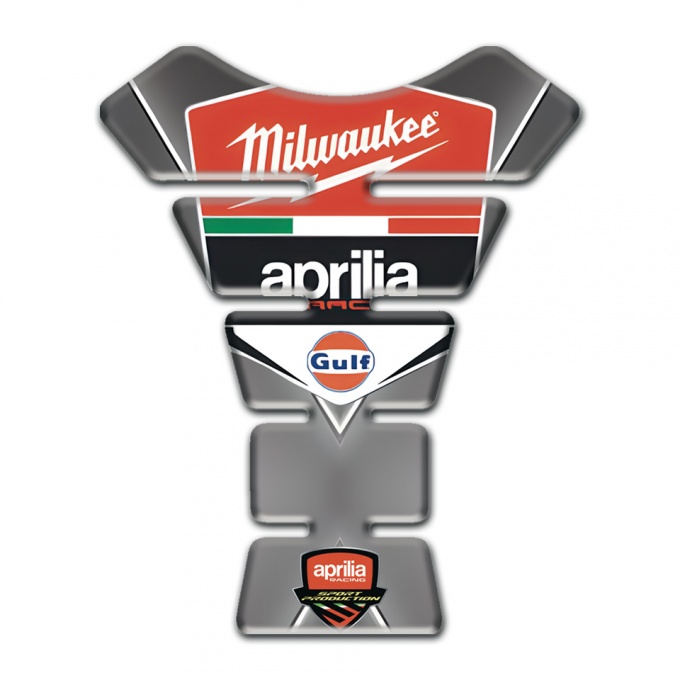 Aprilia Tank Pad Motorbike Gray Base with White Stripe Decoration 