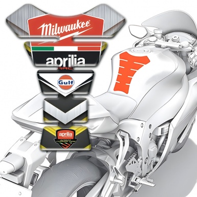 Aprilia Tank Protector Silver Details Design Milwaukee Logo Style 