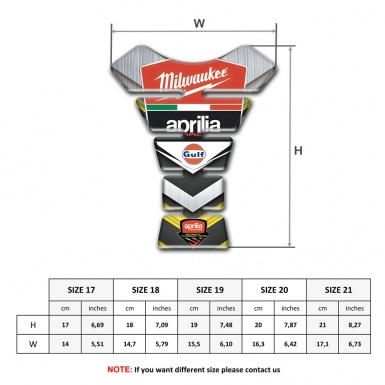 Aprilia Tank Protector Silver Details Design Milwaukee Logo Style 