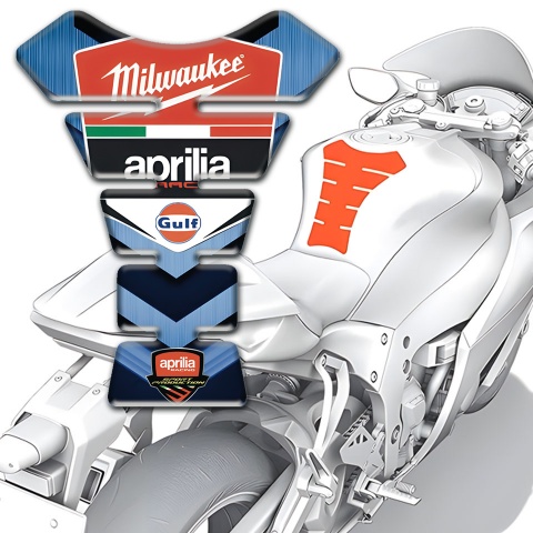 Aprilia Tank Pad Protector Dark Light Blue base Milwaukee Style 
