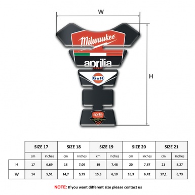 Aprilia Tank Guard Pads Graphite Effect Milwaukee Logo 