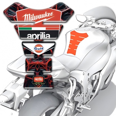 Aprilia Tank Pad Motorbike Red Spider Web Design Milwaukee Style 