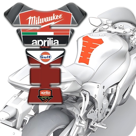 Aprilia Tank Guard Pads Gray Red Design Base Milwaukee Style 