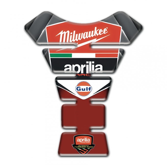 Aprilia Tank Guard Pads Gray Red Design Base Milwaukee Style 