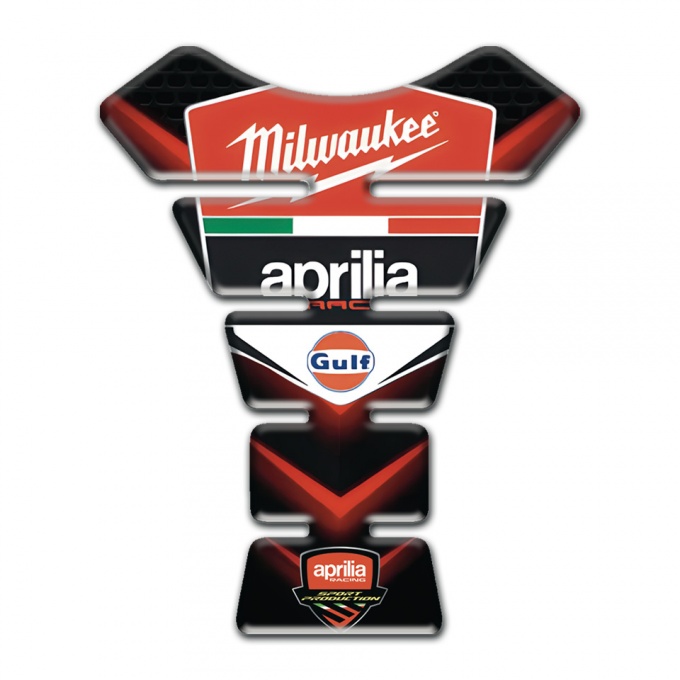 Aprilia Tank Pad Protector Black with Red V Shape Details Base Milwaukee Style 