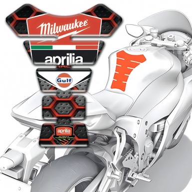 Aprilia Tank Guard Pads Red Grid 3D Design 
