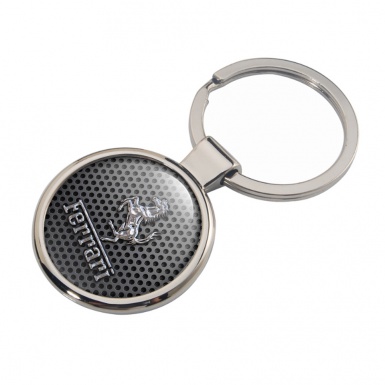 Ferrari Key Holder Metal Graphite Metallic Mesh Silver Logo Edition