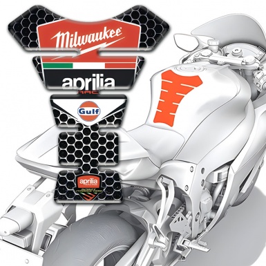 Aprilia Tank Pad Motorbike Perforated Steel Base Milwaukee Style 