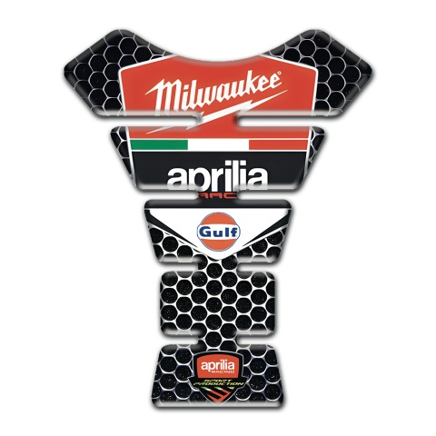 Aprilia Tank Pad Motorbike Perforated Steel Base Milwaukee Style 