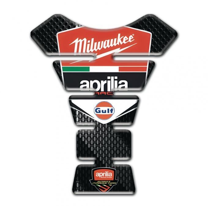 Aprilia Tank Protector Black with Gray Band Base Milwaukee Logo Style 