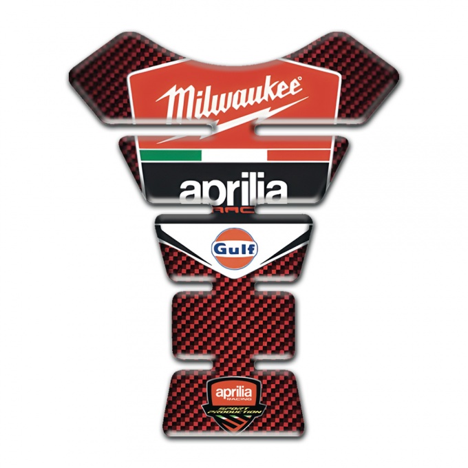 Aprilia Tank Guard Pads Red Carbon Base Milwaukee Logo 