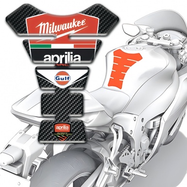 Aprilia Tank Pad Protector Black Carbon Milwaukee Logo Style 