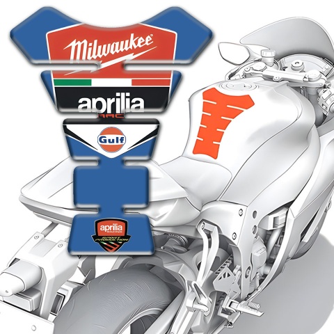 Aprilia Tank Pad Protector Blue Base Milwaukee Style 