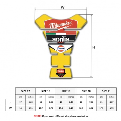 Aprilia Tank Pad Motorbike Yellow Base Milwaukee Style 