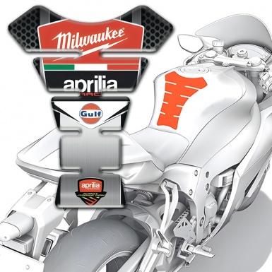 Aprilia Tank Fuse Metal Effect Center Panel Milwaukee Logo 