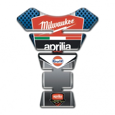 Aprilia Tank Guard Pads Blue Perforated Base Milwaukee Logo 