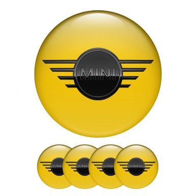 Mini Cooper Silicone Stickers Center Hub Yellow and Black Logo