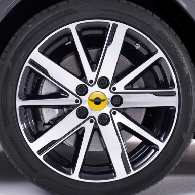 Mini Cooper Silicone Stickers Center Hub Yellow and Black Logo