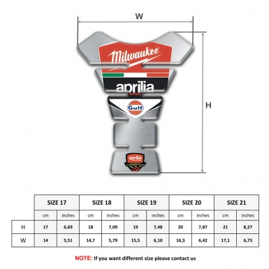 Aprilia Tank Pad Motorbike Silver Edition Milwaukee Logo 