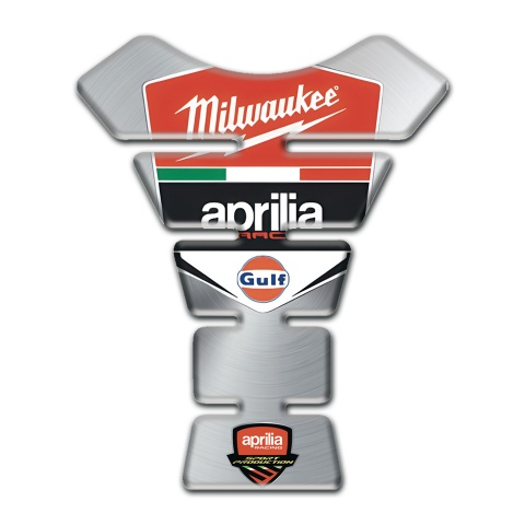 Aprilia Tank Pad Motorbike Silver Edition Milwaukee Logo 
