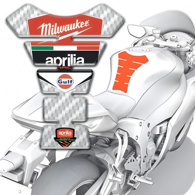 Aprilia Tank Pad Protector White Carbon Design Milwaukee Logo Style 