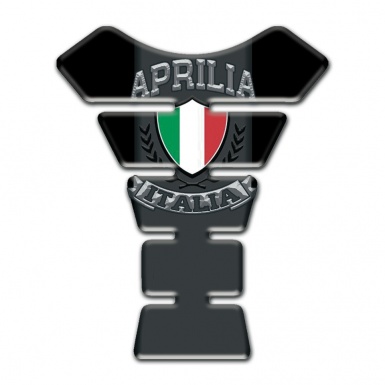 Aprilia Tank Pad Motorbike Black Model with Italian Flag Logo 