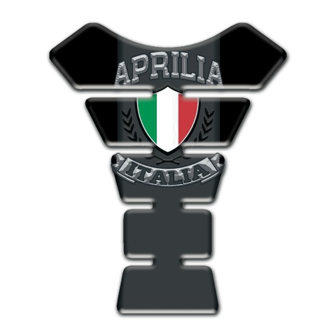 Aprilia Tank Pad Motorbike Black Model with Italian Flag Logo 