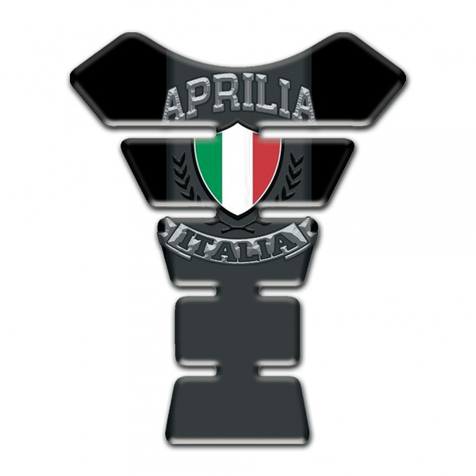 Aprilia Tank Pad Motorbike Black Model with Italian Flag Logo 