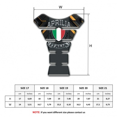 Aprilia Tank Pad Motorbike Black Yellow Base Italian Flag Logo