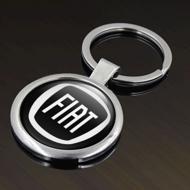 Fiat Metal Fob Chain Black White Oval Logo Design