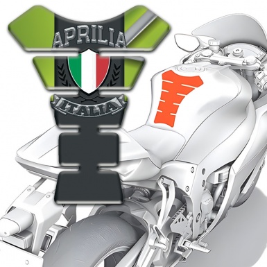Aprilia Tank Pad Motorbike Green Base Italian Flag Logo