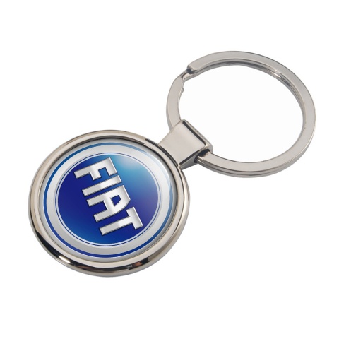 Fiat Keychain Metal Blue Silver Ring Logo Design
