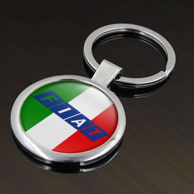 Fiat Key Fob Metal Italian Flag Blue Logo Edition