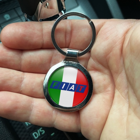 Fiat Key Fob Metal Italian Flag Blue Logo Edition