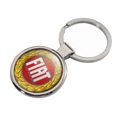 Fiat Key Holder Metal Gold Laurel Red Circle Logo Edition